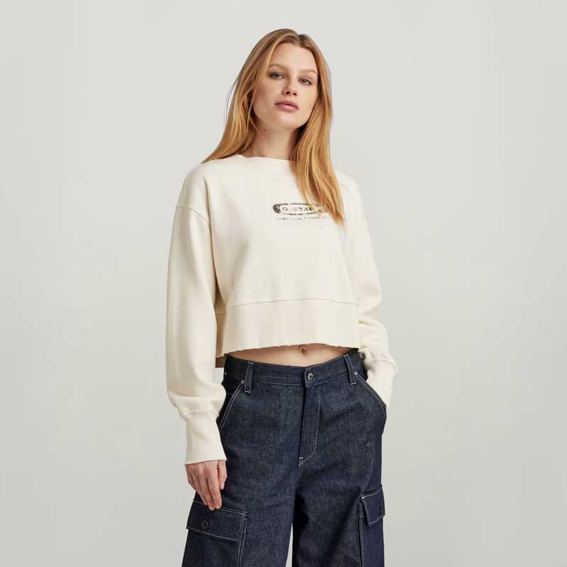 Vintage Cropped Logo Loose Sweater