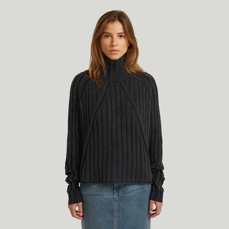 Washed Loose Turtle Knit