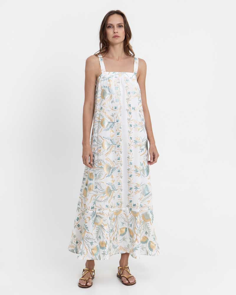 Greek Archaic Kori Embroidered Dress